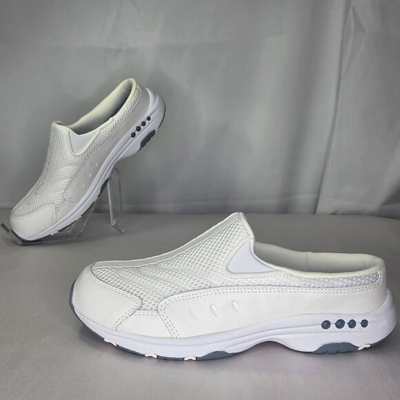 Easy Spirit Shoes - Easy Spirit Women's Traveltime Slip-On Mule Walking Sneakers - White/Light Blu